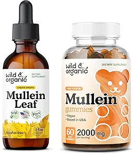 Wild & Organic Mullein Tincture 2 fl oz & Mullein Gummies 60 Count