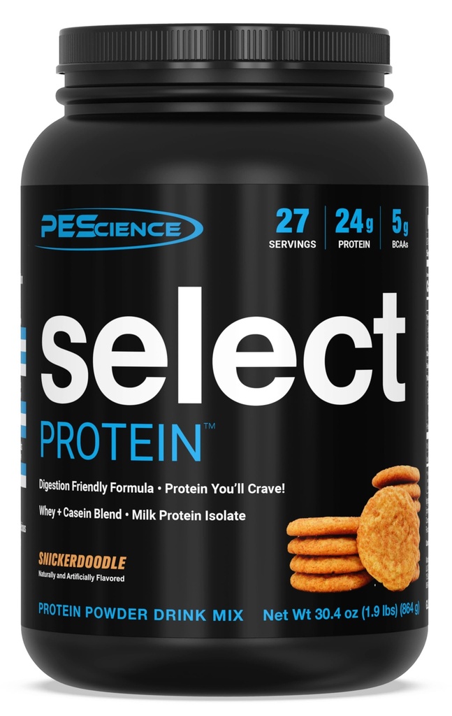 PEScience Select Protein Powder, Whey and Casein Blend, Clean Protein Powder for Women and Men, Low Calorie, Low Carb, Keto Friendly, Gluten Free - Snickerdoodle - 27 Μερίδες