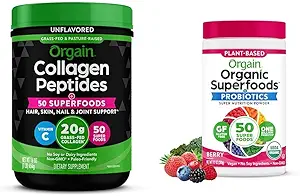Ya da Kabul Edilen Collagen + Superfoods Toz ve Organik Yeşiller Superfoods Toz - 1lb ve 0.62lb