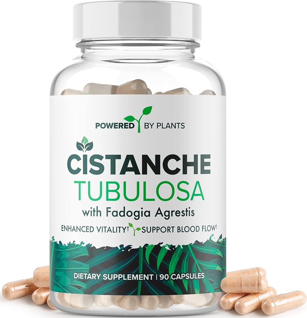 Cistanche Tubulosa με Fadogia Agrestis - Προωθεί Ζωτικότητα - Φυσικά συμπληρώματα για άνδρες & γυναίκες με βιοπερίνη από Powered X Φυτά, 90 Services