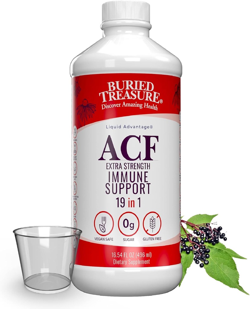 Buried Treasure ACF Ekstra Kuvvet Immune Support, 16oz. Dose Cup, Vitaminler ve Herbs, Diyetsel Immunity Boost Supplement Supplement Supplement Supplement Supplement