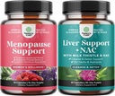Συμπληρώματα εμμηνόπαυσης με Dong Quai Vitex Chaste Berry & Black Cohosh και υποστήριξη ήπατος NAC - Γάλα Thistle N Acetyl Cysteine με Turmeric, Choline, Dandelion & L-Glutathione