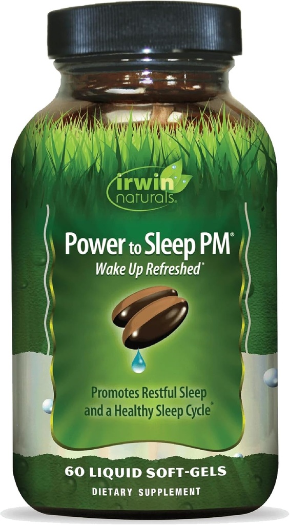 Irwin Naturals Power to Sleep PM - 60 Liquid Soft-Gels - με μελατονίνη, GABA, Ashwagandha, Valerian Root & L-Theanine - 30 Υπηρεσίες