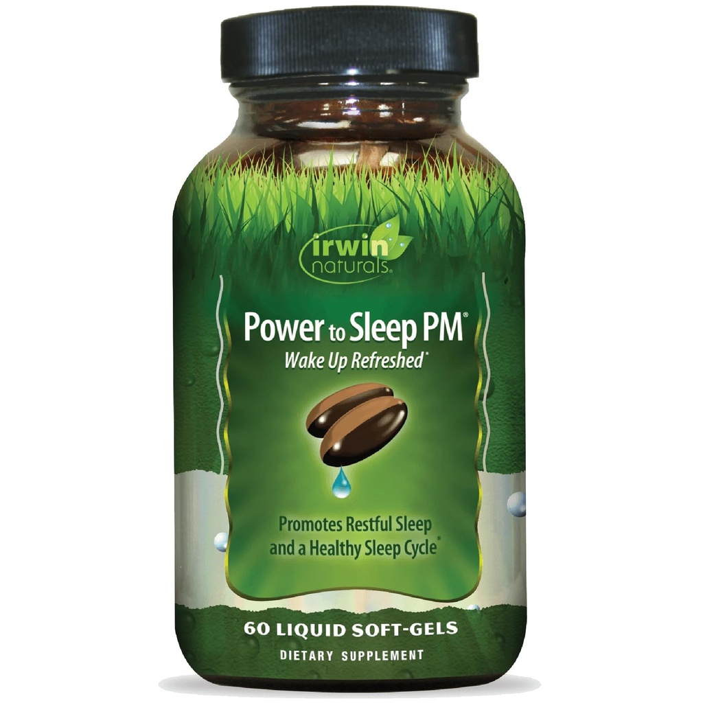 Irwin Naturals Power to Sleep PM - 60 Liquid Soft-Gels - με μελατονίνη, GABA, Ashwagandha, Valerian Root & L-Theanine - 30 Υπηρεσίες