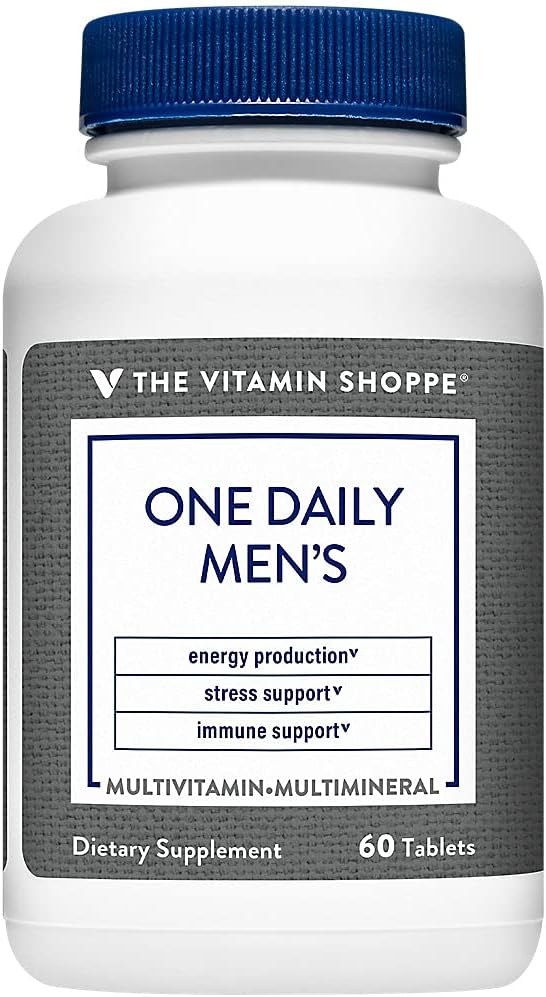 The Shoppe One Daily Men's Multivitamin - Energy & Antioxy Mix, Daily Multi-Mineral Supplement for Optimal Men's Health, Gluten & Dairy Free (60 Tablet)