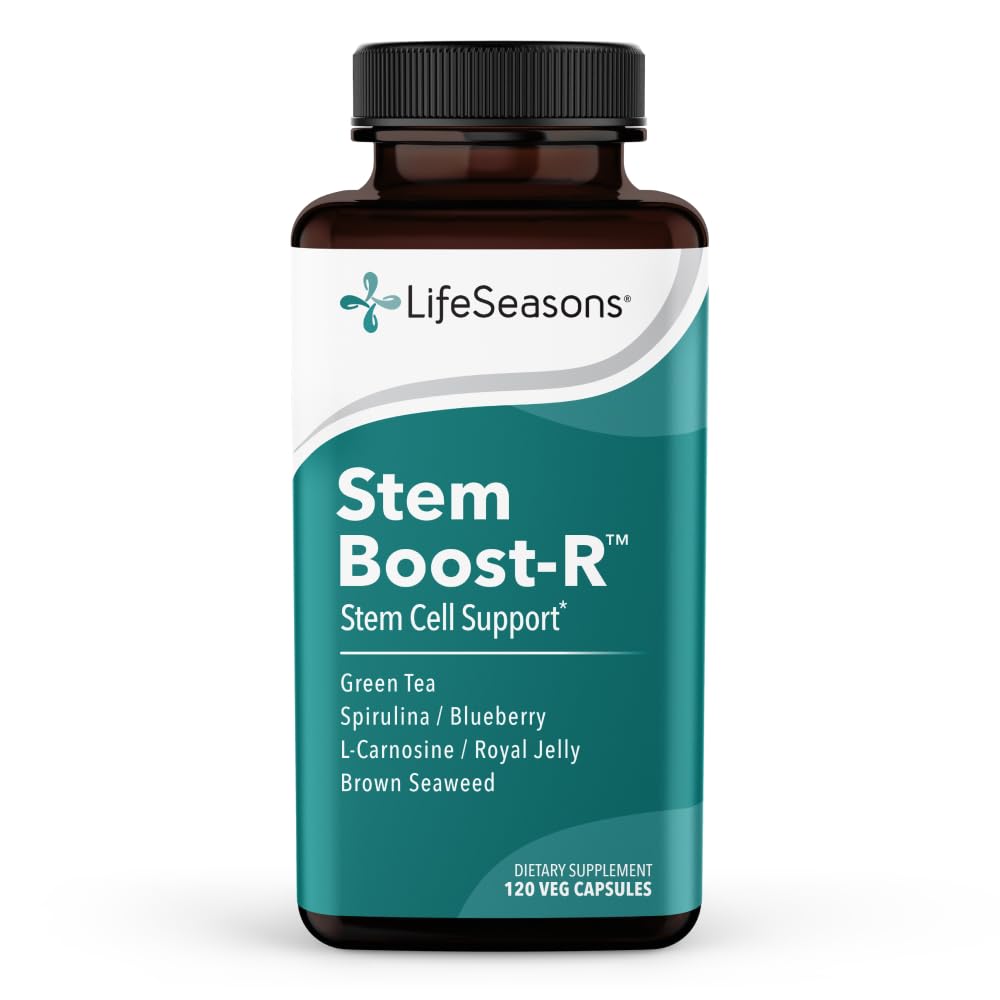 LifeSeasons Stem Boost-R - Υποστήριξη βλαστικών κυττάρων - Φυσικά επισκευή κατεστραμμένος ιστός - συμπλήρωμα βιταμίνης πλούσια σε αντιοξειδωτικά - Royal Jelly, Spirulina, Blueberry, Brown Seaweed & L-Carnosine - 120 κάψουλες