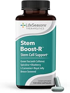 Yaşam Sezonları Stem Boost-R - Stem Hücre Desteği - Doğal Hasarlı Doku - Antioksitlerde Zengin - Royal Jelly, Spirulina, Blueberry, Brown Seaweed & L-Carnosine - 120 Capsules