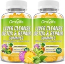 Liver Cleanse Detox & Repair Gummies with Milk Thistle 3000mg, 24-in-1 Συμπλήρωμα Ηπατικής Υγείας με Dandelion, Artichoke, Sugar Free Liver Detox Gummies, Ανανάς Γεύση - 120 Count