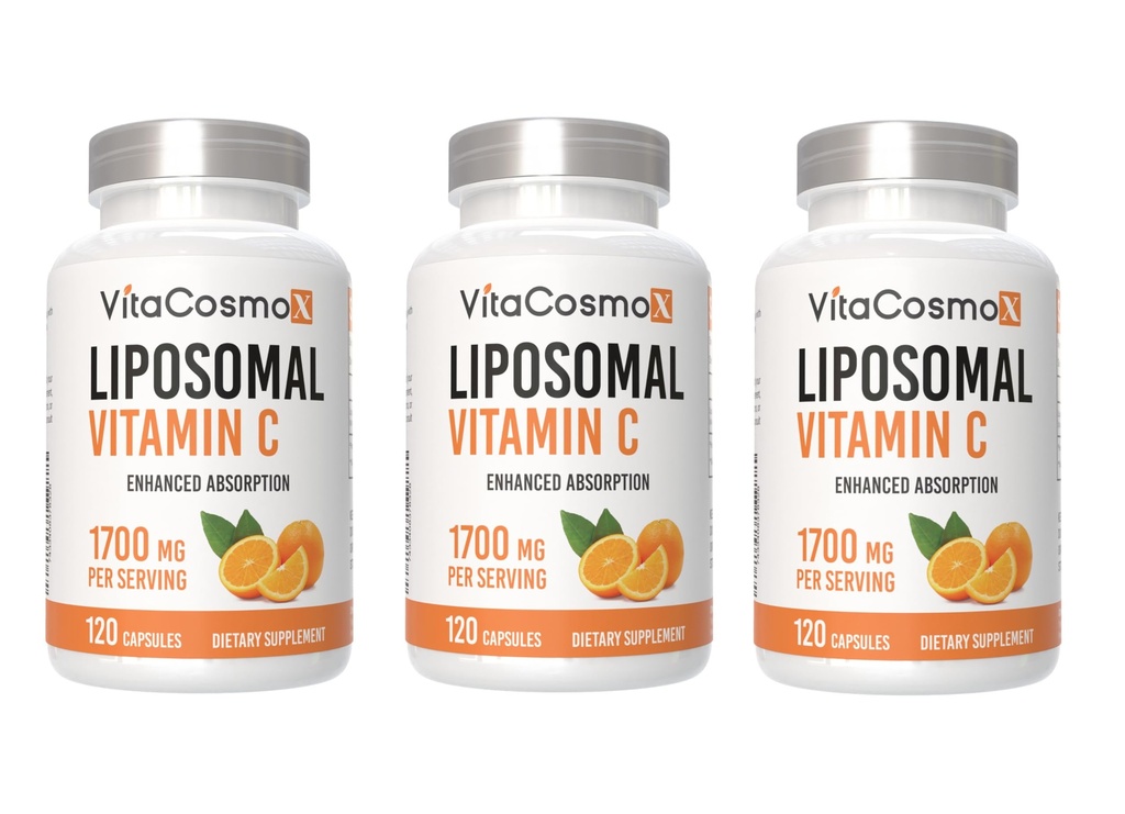 Liposomal Vitamin C Supplement, 1700mg, 120 Capsules 100% Vegetarian, Non-GMO & Gluten Free, High Absorption (3)