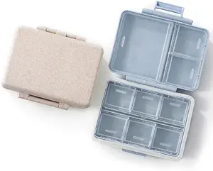 2 Pack 9 Διαμερίσματα Travel Pill Organizer Box Moisture Proof Μικρή θήκη χαπιών για Pocket Purse Daily Pill Holder Container για την ιατρική Vitami