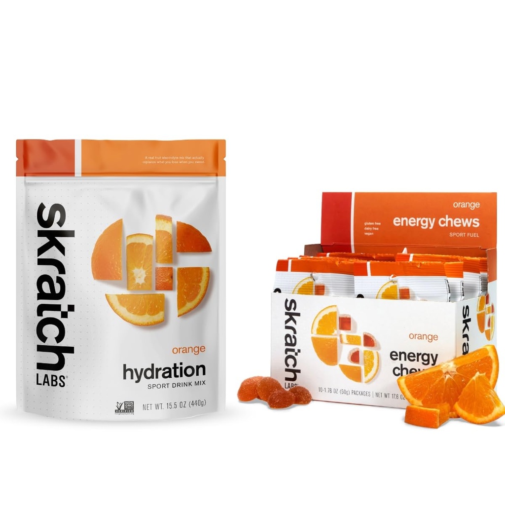 Skratch Labs Orange Hydration and Fuel Bundle | Electrolyte Replacement and Fueled Sports Performance | Gluten Free, Vegan, Keto Friendly