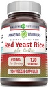 Amazing Formulas Red Yeast Rice 600 Mg Plus Co Q-10 50 Mg 120 Vegetarian Capsules