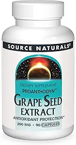 Source Naturals Proanthodyn Grape Seed Extract, Antioxidant Protection, Υποστηρίζει έναν υγιή γηράσκοντα εγκέφαλο*, 200 mg - 90 κάψουλες