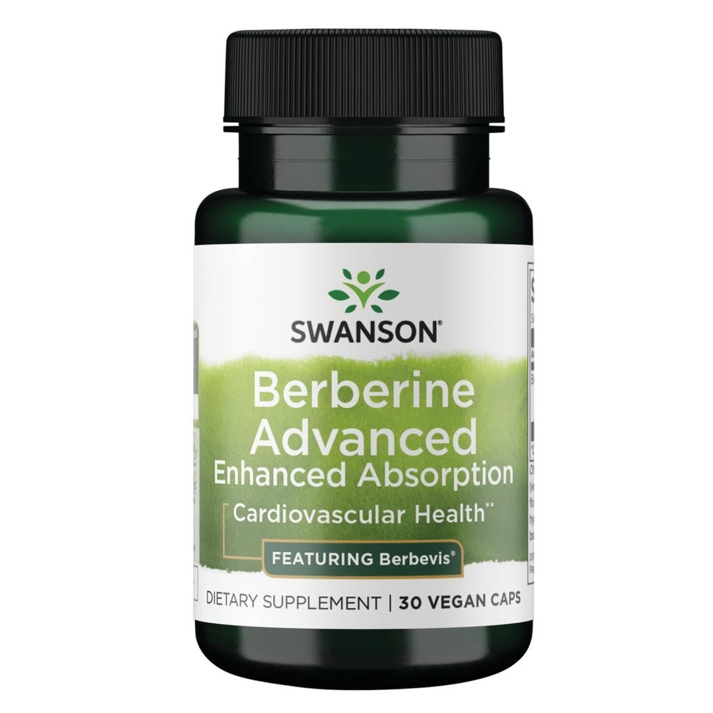 Swanson Berberine Advanced Enhanced Absorption Supplement for Health-Conscious Adults Seeking Optimized Bioavailability - Featuring Berbevis 550 mg (30 Vegan Capsules)