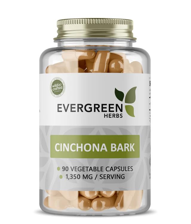 Evergreen Herbs Cinchona (Capsules (90 Count) - Tamper Proof Seal to Ensure Freshness.