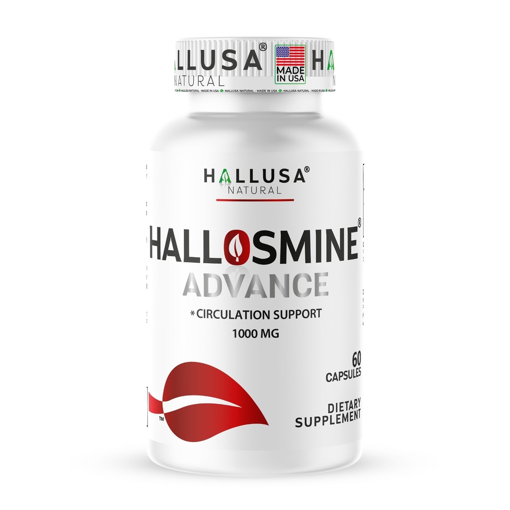 Hallosmine Advance 1000mg Diosmin Capsules – Max Strength Circulation & Vein Support Supplement, Vascular Health, Visible Veins, Spider Veins, Blood Flow, Swelling & Heavy Legs, 60 Count