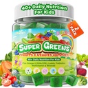 Kids Super Greens Gummies, w/Multivitamins, 20+ Veggie Fruit, Prebiotics, Calcium, Omega-3 (DHA/EPA), Kids Vitamins Greens Superfood Gummies for Picky Eater Growth, Energy, Immune, Digestion, 2 Pack