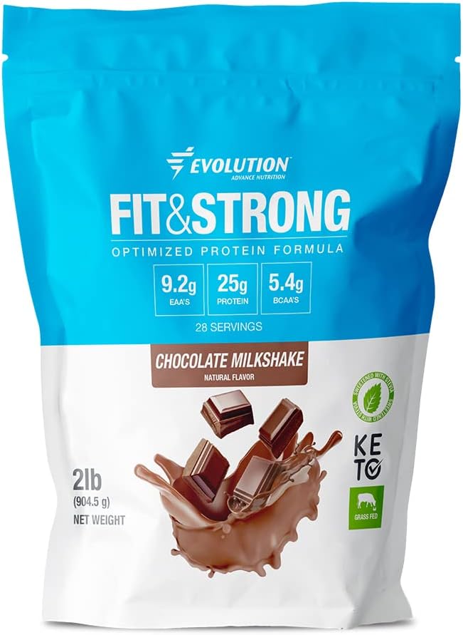 Evolution Advance Nutrition Fit & Strong - Pure Whey Protein Powder με BCAA, 100% Grass-Fed, Γρήγορη Απορρόφηση και Γρήγορο Digesting για Βέλτιστη αποκατάσταση μυών, Φυσική Γεύση – 2 Λίρες (Chocolate)