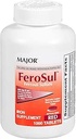 Binbaşı FeroSul - Ferrous Sulfate 325 mg Tabletler - Kadınlar ve Erkekler için Demir Supplement - Özel olarak Easy-to-Sw Tabletleri - Red - 1000