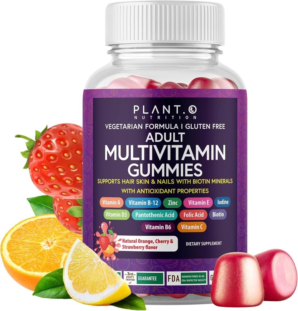 Yetişkinler için Multivitamin Gummies - A B C D E çinko ve Biotin Vitamini - Enerji ve Immunity için Yetişkin Vitamin Gummy - 90 Delicious Gluten Free and Veggie Gummies
