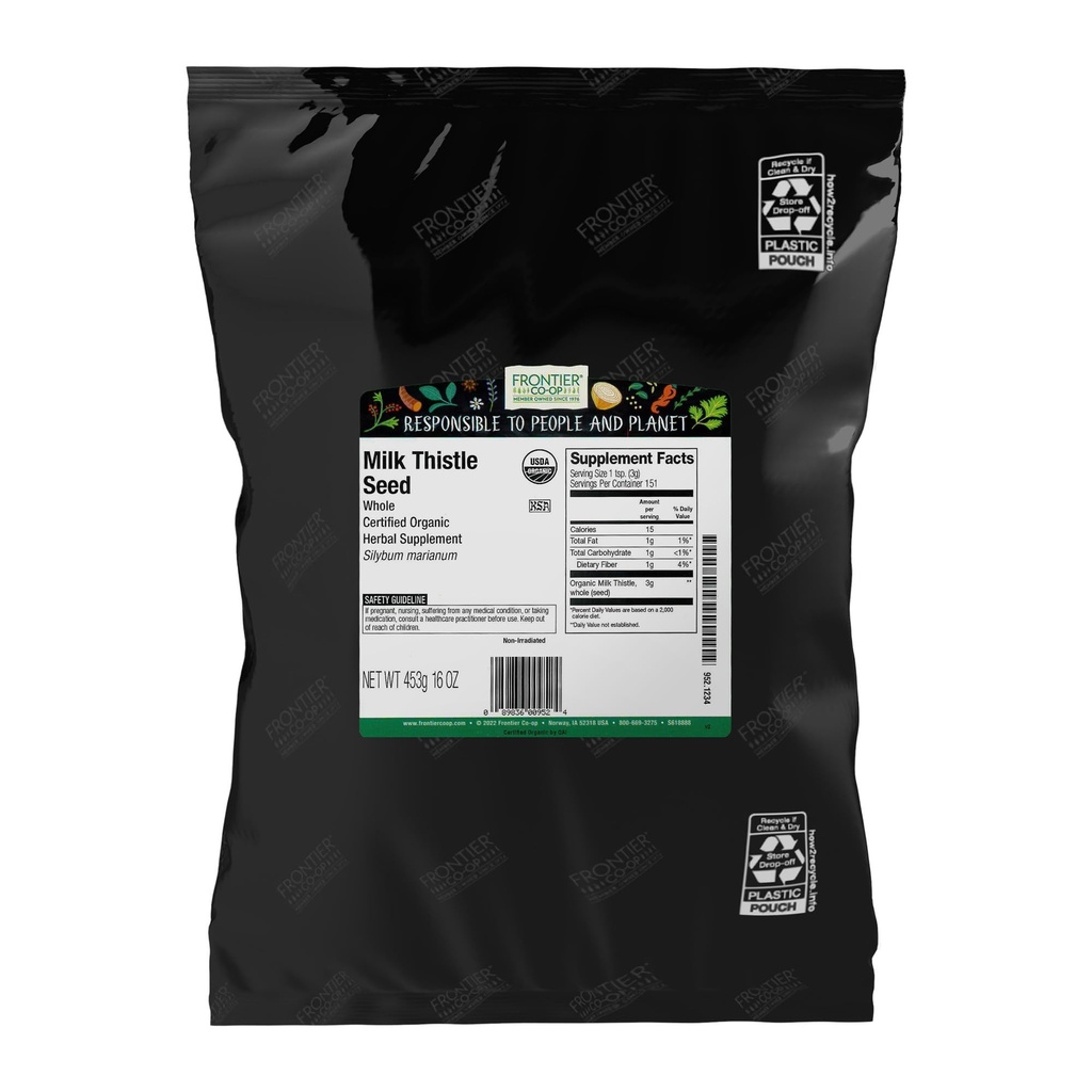Frontier Co-op Organic Whole Milk Thistle Seed 1lb | 16 Ounce (Pack of 1)