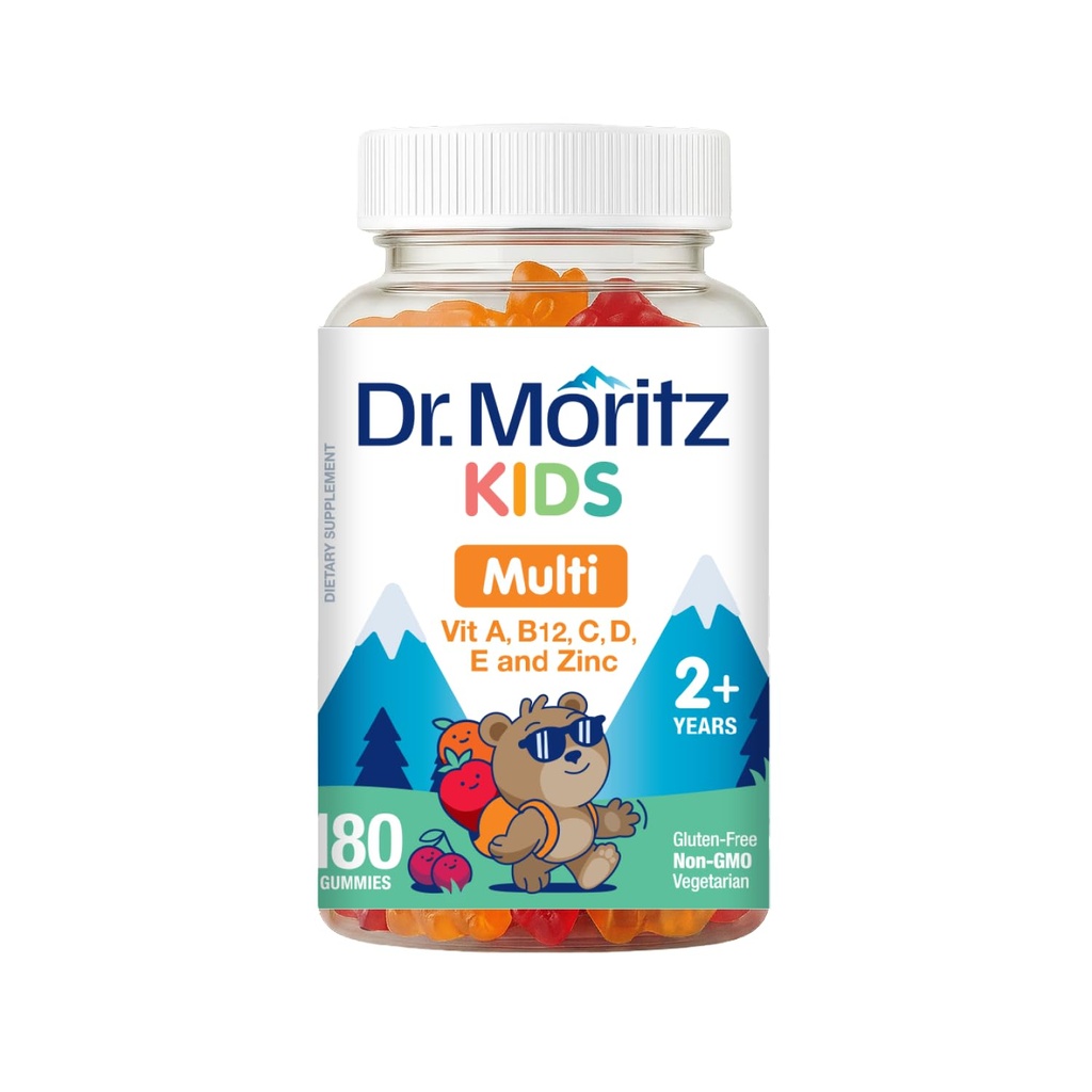 DR. MORITZ Kids Multivitamin Gummies - with Kids Vitamins A C D E B6 B12 Zinc & More- Complete Daily Support- Vegetarian & Non-GMO Multivitamins for Children (180 Count)