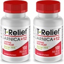 T-Relief Arnica + 12 Geri Ağrı Ortak Soreness Kas Aches & Stiffness için Doğal Relieving Actives for Back Pain Common Soreness Muscle Aches & Stiffness, Whole Body Fast Acting Relief for Women & Men - 100 Tablet (2 Paket)