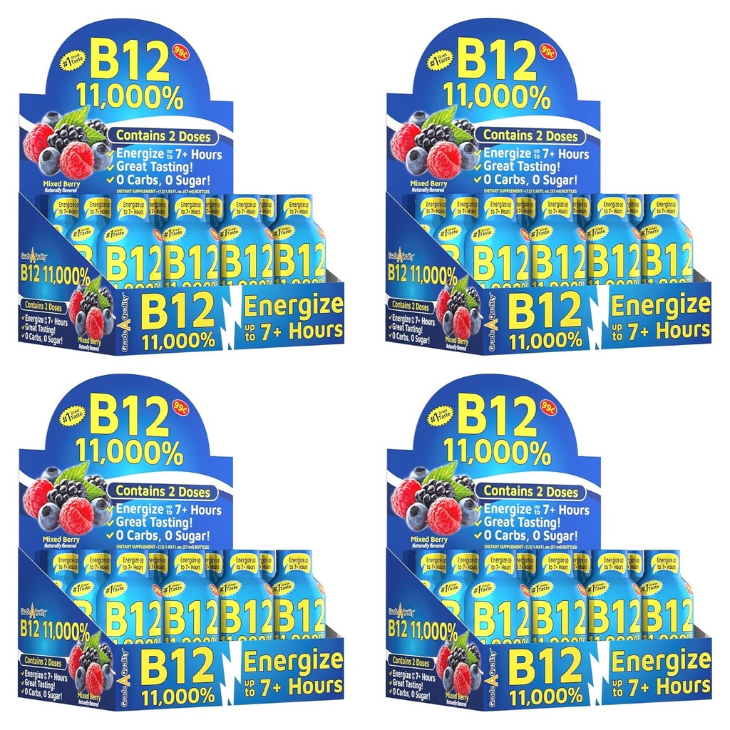Sınıf A Quality, B12 Karma Berry Flavor, 7+ Saat Enerji Saati, 1.93 Fl Oz, 48 Kont