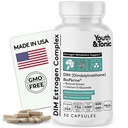 Youth & Tonic DIM Estrogen Complex – Estrogen Metabolism Support, Non-Hormonal Plant-Derived Formula with Broccoli Extract, Calcium D-Glucarate & BioPerine®, 30 Capsules
