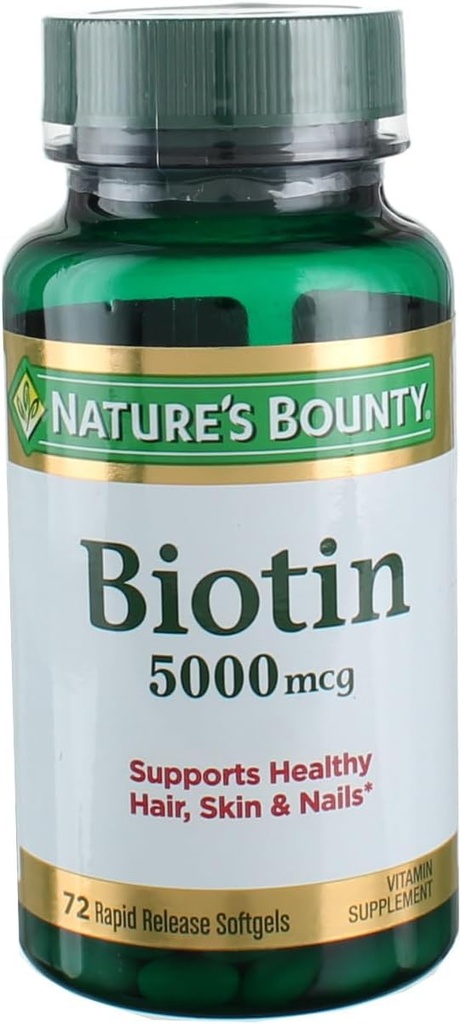 Nature's Bounty Super Potency Biotin 5000 Live - 72 softgels (Pack of 2)