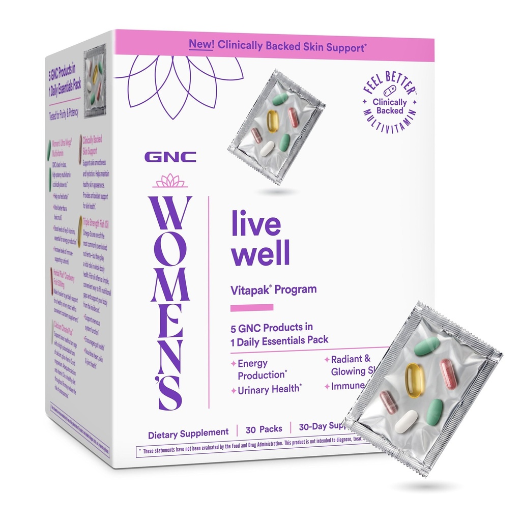 GNC Women's Vitapak Program V2 - Multivitamin Pack for Women - Contains Daily Essentials for Female Vitality - High-Potency Formulations - Gluten-Free - 1 Month Supply