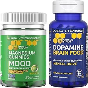 NATURAL STACKS Mood Gummies + Dopamine Brain Food Sche - Focus & Mood Support* - 90 Total Pieces