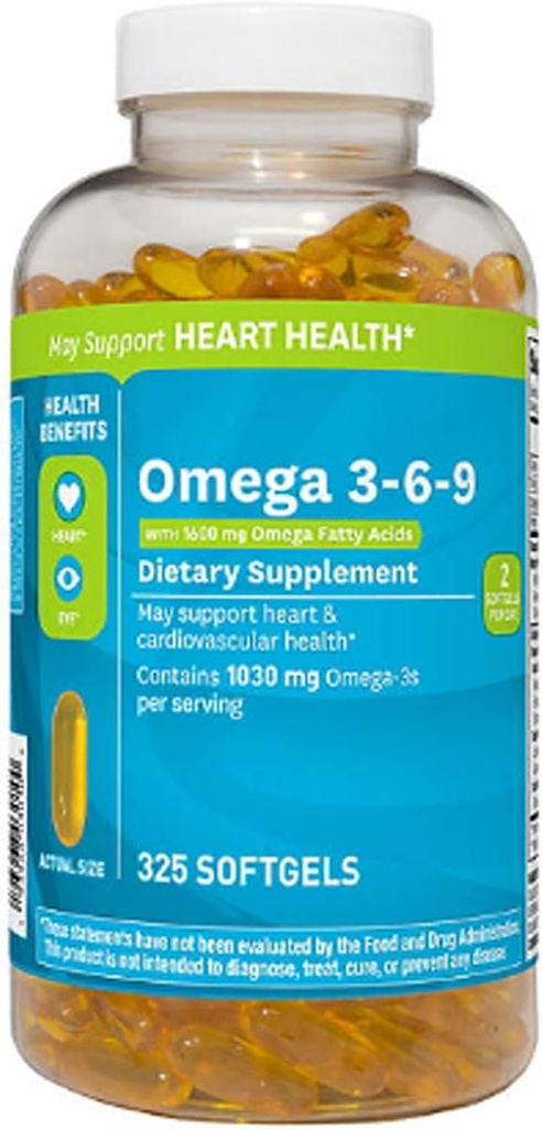 Omega 3-6-9 Diyetsel Tamam (325 ct.) - Görsel Fonksiyonlar ve Göz Sağlığı - Kalp, Cardiovasküler Sağlık, Sağlıklı Cilt, Saç ve Genel Sağlık (Omega 3-6-9)