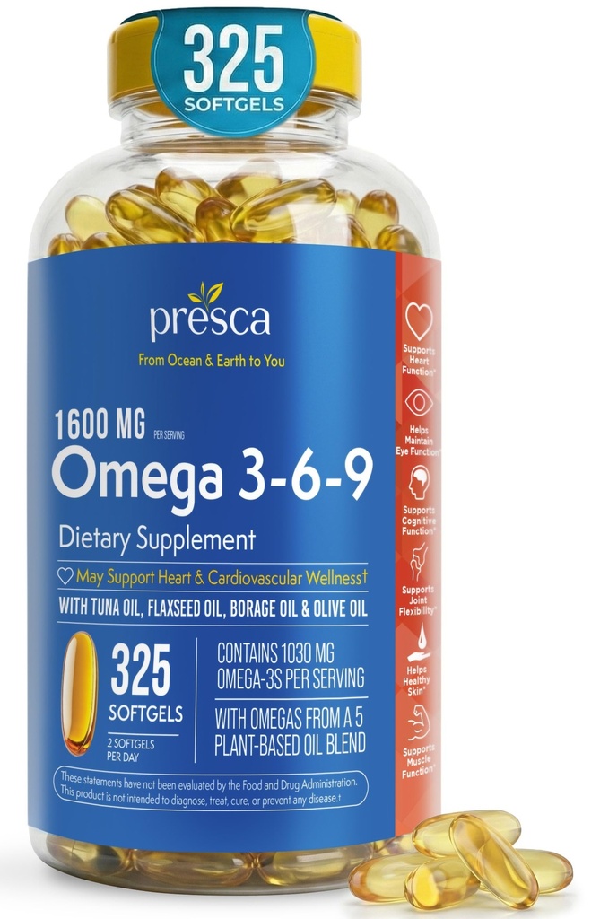 Omega 3-6-9 Diyetsel Tamam (325 ct.) - Görsel Fonksiyonlar ve Göz Sağlığı - Kalp, Cardiovasküler Sağlık, Sağlıklı Cilt, Saç ve Genel Sağlık (Omega 3-6-9)