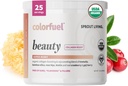 Sprout Living, Colorfuel Beauty Toz İçecek Mix, Organik Superfoods + Adaptogens | Saç, Skin & Nails Desteği, Vegan Collagen Boost, Biotin, Silica, C, Super Berry Flavor (25 hizmet)