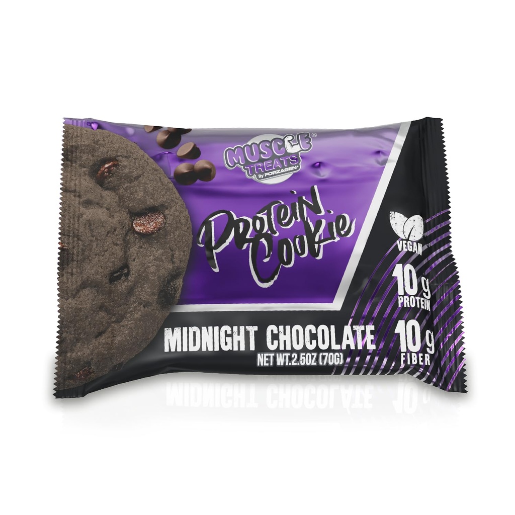 Muscle Treats By Forzagen Protein Cookie Midnight Chocolate,10G of protein, Rich Flavor, Clean Ingredients, High Fiber, Fresh Baked (3 PACK)