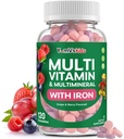YumVs Kids Multivitamin with Iron & Minerals Chewable Tabletler – Grape & Berry odyler & Çocuklar Yaş 2+ - Immune Support için Günlük Multivitamin - Kosher, Non-GMO – 120 Chewables