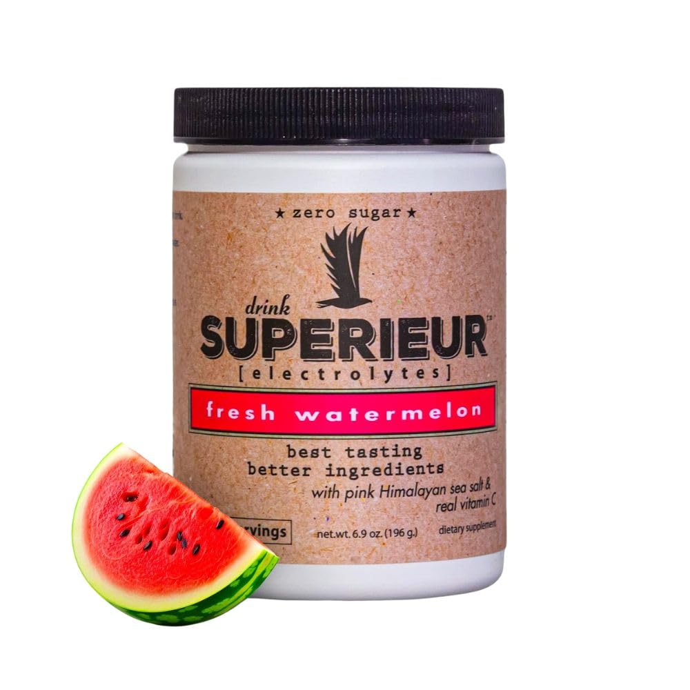 Superieur Electrolytes – Plant Based Electrolyte Supplement w/Sea Minerals for Hydration & Recovery – Keto Friendly, Non-GMO, Zero Sugar, Vegan Health Sports Drink Toz – Watermelon (70 hizmet)