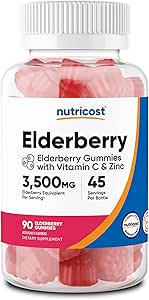 Nutricost Elderberry Gummies with Vitamin C & Bora 90 Gummies - Gluten Free, Vegetarian