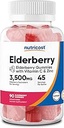 Nutricost Elderberry Gummies with Vitamin C & Bora 90 Gummies - Gluten Free, Vegetarian