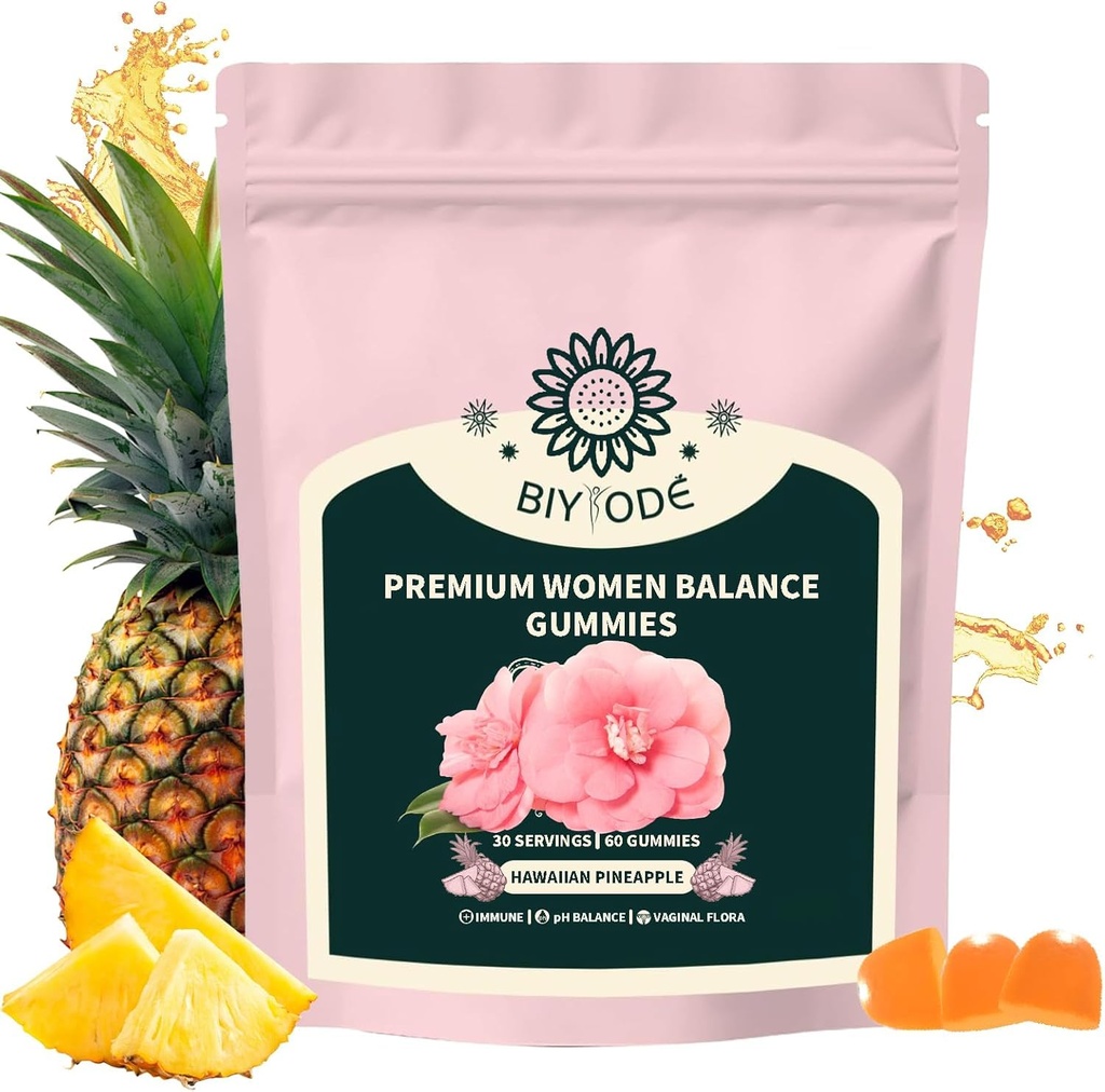 J-PRQ Premium Feminine Balance Gummies for Women's – Probiotic for Women, Hawaiian Pineapple Flavor, Supports Vitality & PH Balance - Vegetarian Friendly 60 Gummies