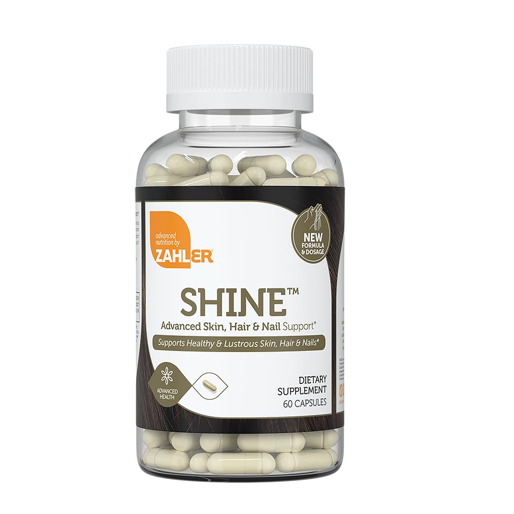 Zahler Shine Hair Skin and Nails Vitamins for Women & Men - Multivitamin for Hair Growth, Stronger Nails and Skin Health - Kosher Supplement with Biotin, Keratin & Hyaluronic Acid (60 Capsules)