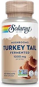 SOLARAY Fermented Turkey Tail Mushroom Supplement 1000mg - Συνολική υποστήριξη ευεξίας - Turkey Tail Mushroom Capses with Organic Mushrooms - Vegan, Non-GMO, Lab Επαληθευμένο, 60-Day εγγύηση, 30 υπηρεσίες
