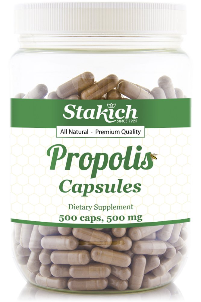 Stakich Propolis Capsules - Vitamin C Supplement for Energy Management - 500 Count 500 mg