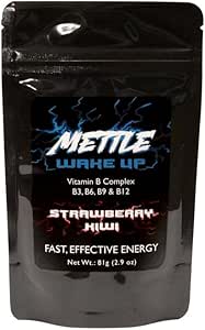 Enerji İçecek Toz - 50 Hizmet | Sugar Free | 200 mg Caffeine - Mettle Energy Drink Mix (Strawberry Kiwi)