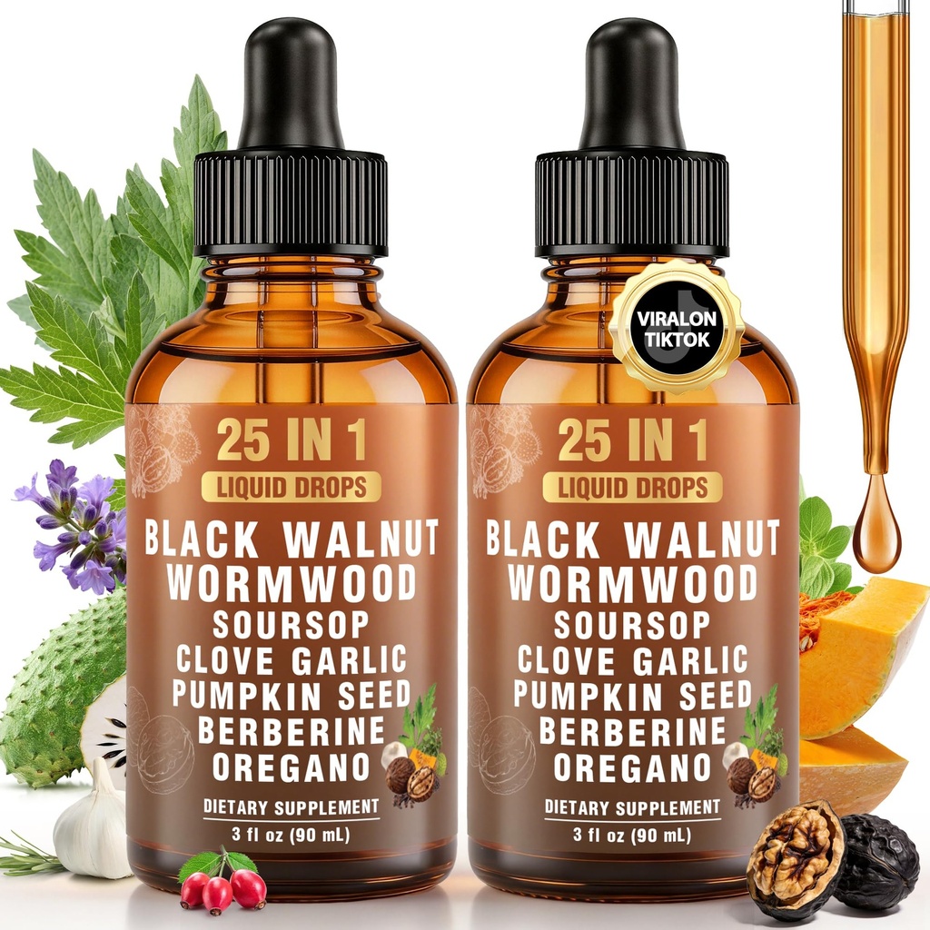 25-in-1 Liposomal Wormwood Black Walnut Clove Parasite Cleanse with Clove, Garlic, Pumpkin Seed, Oregano & Berberine – 98% Absorption for Superior Digestive Health & Balance, 2 * 90ml