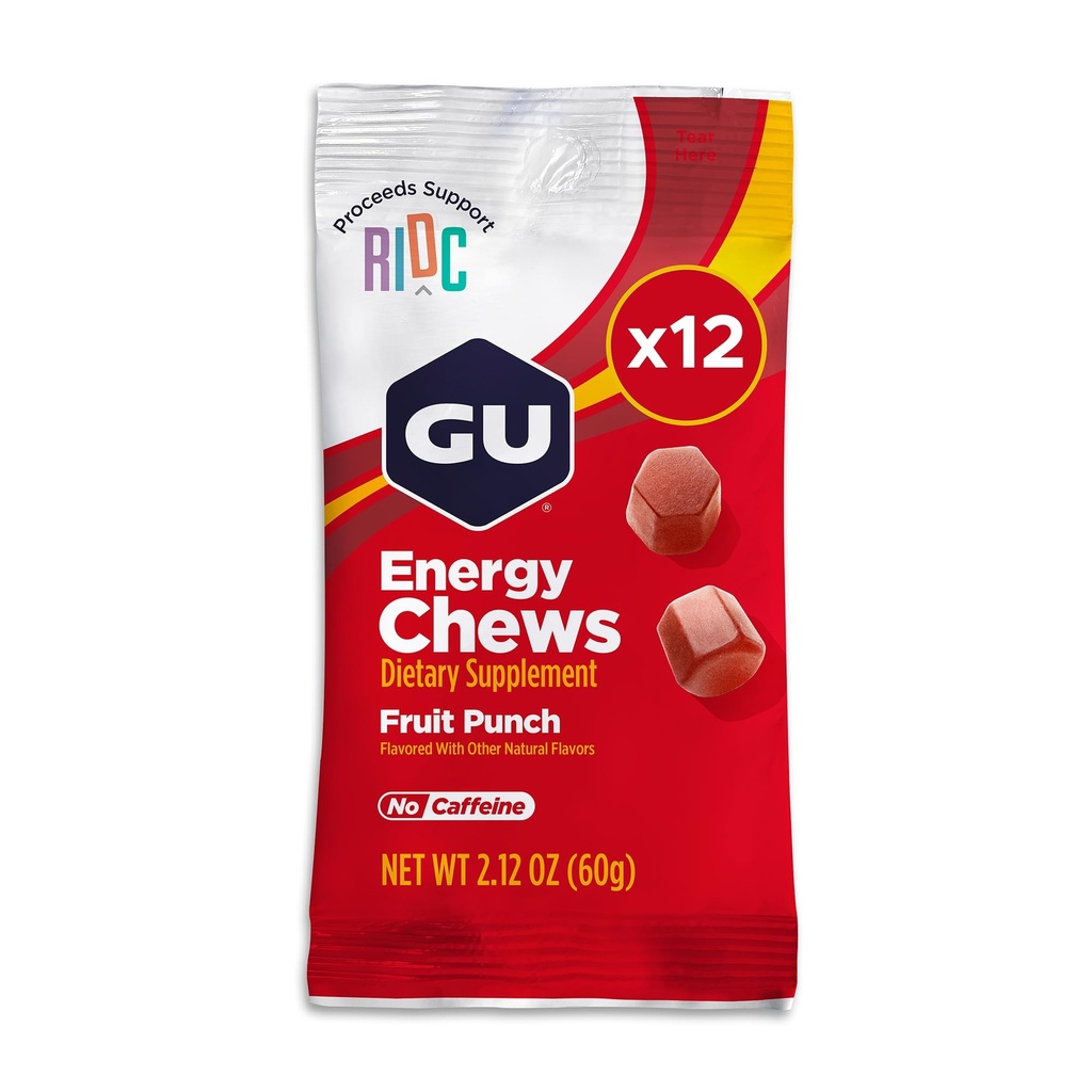 GU Energy Chews, Fruit Punch - 12 Bags (24 Servings Total)