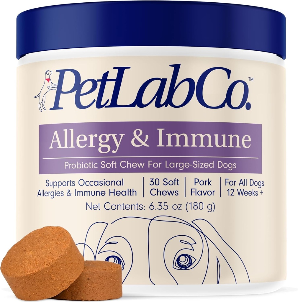 PetLab Co. Alerji & Immune Daily Probiyotiks for Dogs. Supports Yeast Production, Season Allergies, Intermittent Itchiness, Gut & Digestive Health for Large Dogs - 30 Chews - Ambalaj Vary