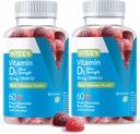 Viteey Vitamin D3 Gummies for Adults & Teens - 5.000 IU, 125mcg, Ultra Strength - Κοινή & Μυική Υγεία, Ανοσοποιητική Ενίσχυση - Μασώμενη Βιταμίνη D Gummies - Χορτοφαγική, Ζελατίνη Δωρεάν - Νόστιμο μούρο Γεύση