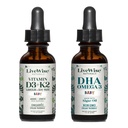 LiveWise Naturals Baby Duo–Vitamin D3+K2 & DHA Omega-3 Liquid Drops, Promotes Brain, Bone, Vision & Body Defense for Infants and Toddlers, Vegan-Friendly with Pure Orange Oil, Derived from Pine Trees
